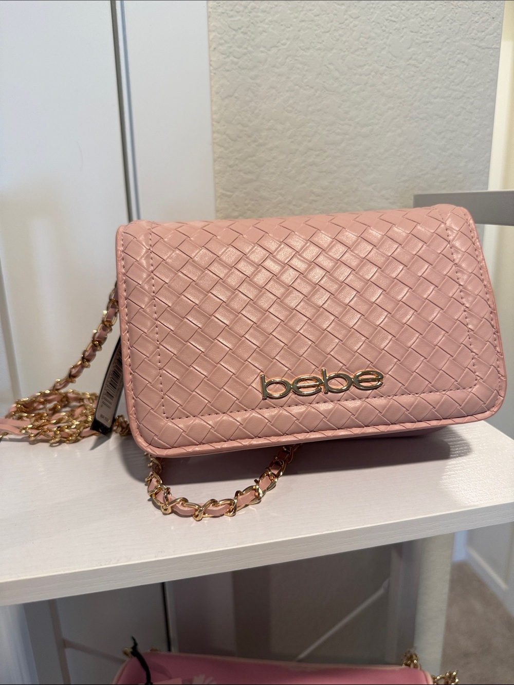 Bebe NWT Chain Crossbody in Blush Pink with Gold Hardware